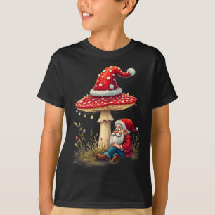 Merry Vintage Christmas Gnome Mushroom Santa Claus T-Shirt
