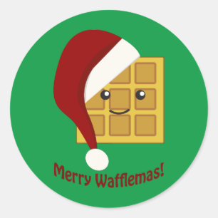 Merry Wafflemas Christmas Waffle Classic Round Sticker