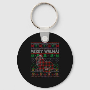 Merry Walmas Ugly Christmas Sweater Walrus Sea Ani Key Ring