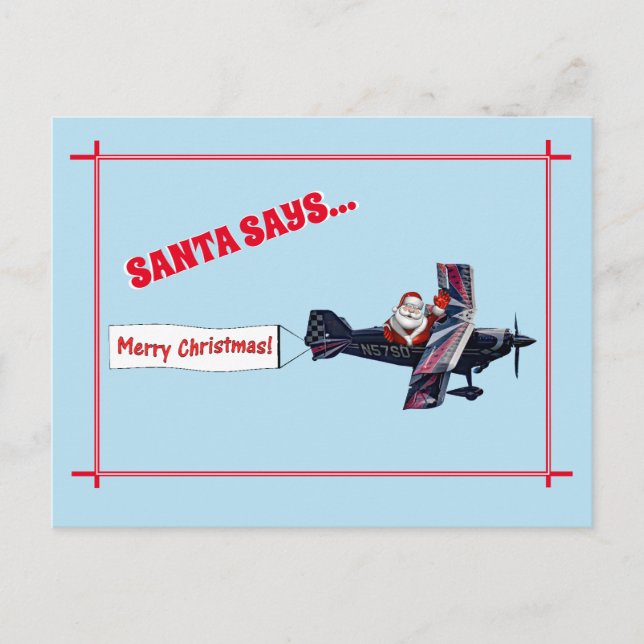 Merry Waving Santa Says   Postcard (Front)
