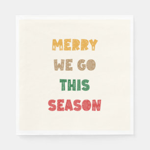 Merry We Go, Merry Christmas, Christmas, Retro Napkin