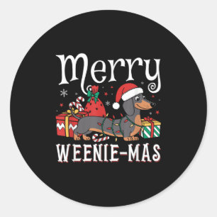 Merry Weenie-mas Weenie Xmas Christmas Dachshund  Classic Round Sticker