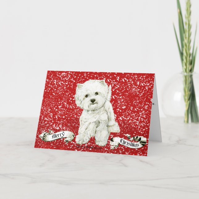 Merry Westie Christmas Holiday Card (Front)