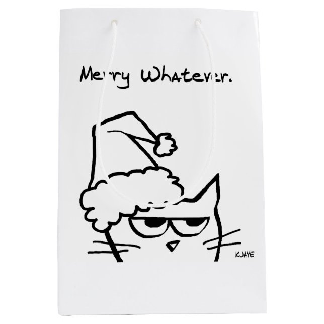 Merry Whatever - Grumpy Christmas from the Cat Medium Gift Bag (Front)