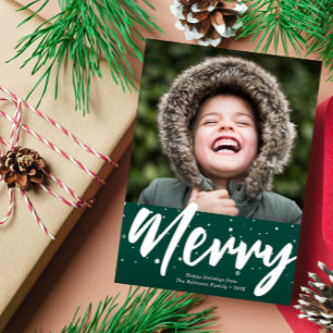 MERRY white lettering holiday card