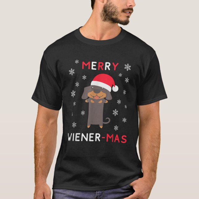 Merry Wiener Mas Funny Christmas Dachshund XMas Do T-Shirt (Front)