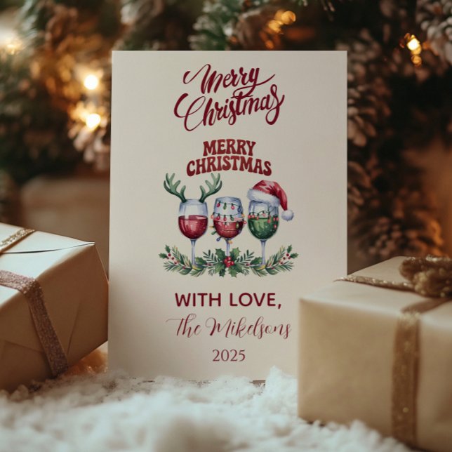 Merry Wine Christmas Holiday Card (Creator Uploaded)