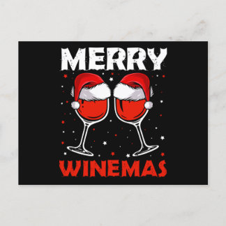 Merry Winemas Red Wine Ugly Christmas Wine Lover Announcement Postcard