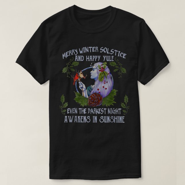 Merry Winter Solstice And Happy Yule  T-Shirt (Design Front)