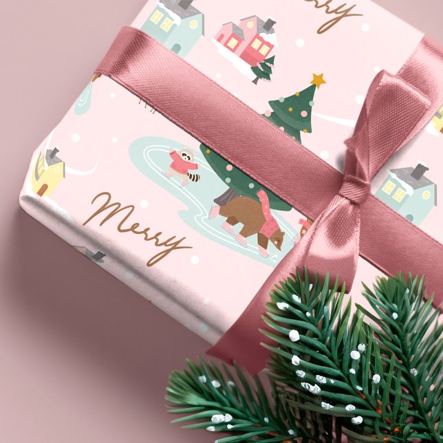 Merry Winter Wonderland Forest Woodland Animals Wrapping Paper (Merry Winter Wonderland Forest Woodland Animals Wrapping )