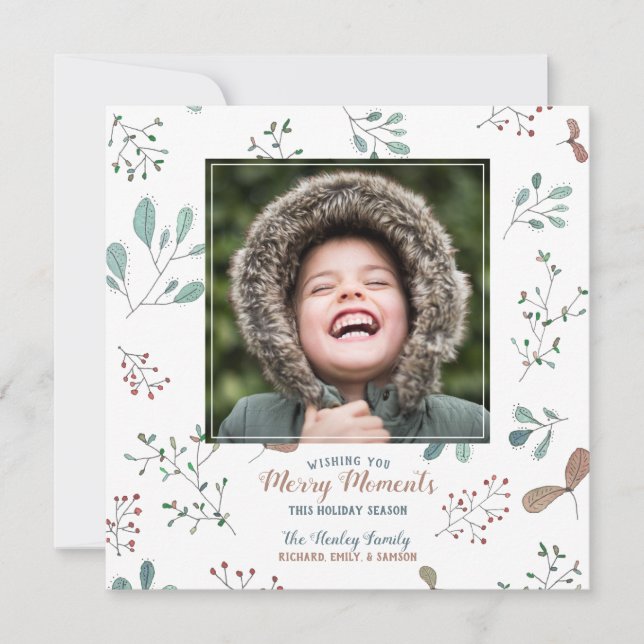 Merry Winter Woodland Christmas Photo Holiday Card (Front)
