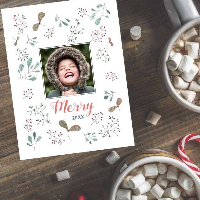 Merry Winter Woodland Christmas Photo Holiday Postcard (Creator Uploaded)