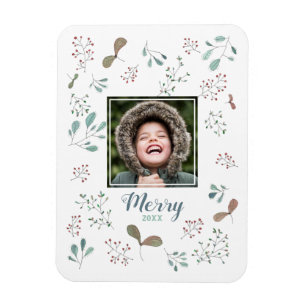 Merry Winter Woodland Christmas Photo Magnet