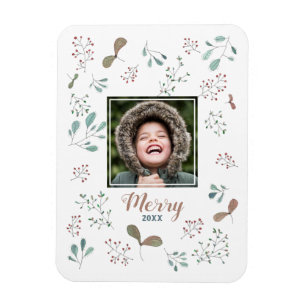 Merry Winter Woodland Christmas Photo Magnet