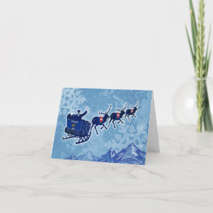 Merry Wisconsin Christmas flag Santa greeting card