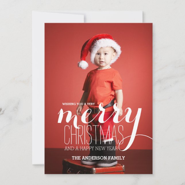 Merry Wishes Christmas | Holiday Photo Card (Front)