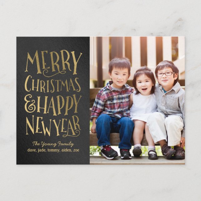 Merry Wishes Editable Colour Holiday Photo Card (Front)