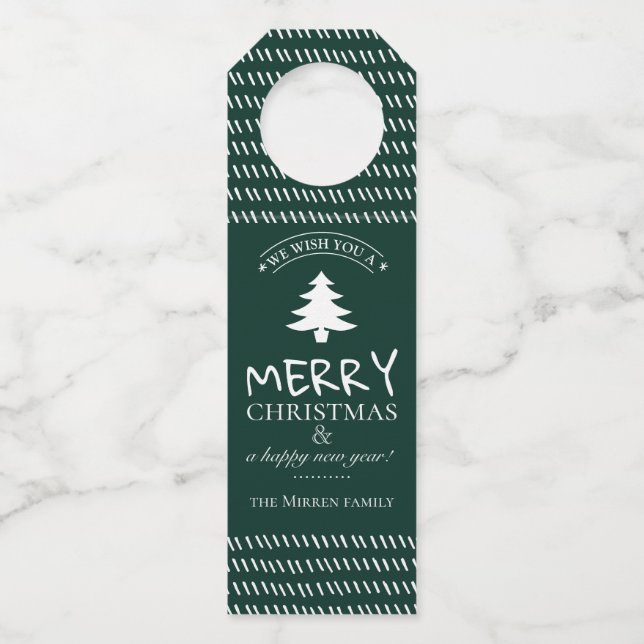 Merry Wishes Personalised Bottle Hanger (Front)