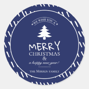 Merry Wishes Personalised Classic Round Sticker