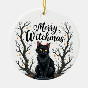 Merry Witchmas Black Cat Ornament
