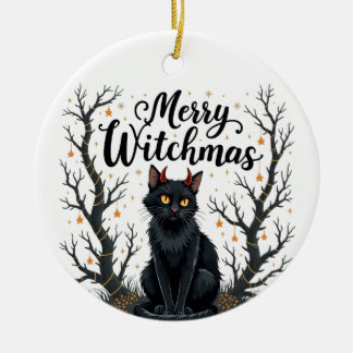 Merry Witchmas Black Cat Ornament