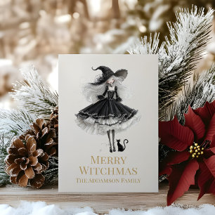 Merry Witchmas Dark Gothic Witch Holiday Card