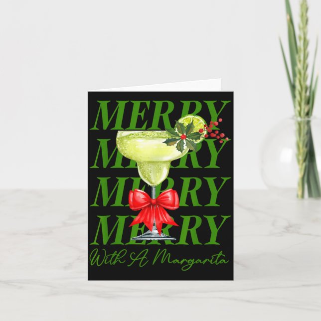 Merry With A Margarita Christmas Drinking Margarit Card (Front)