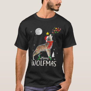 Merry Wolfmas Christmas Funny Wolf Santa Hat Wolve T-Shirt