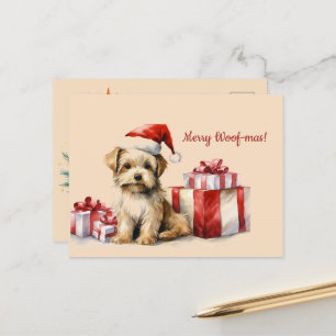 Merry Woof-mas Dog Presents Christmas Postcard