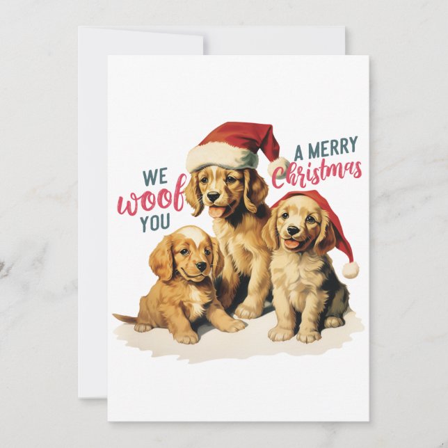 Merry Woofmas 2023: Retro Labrador Christmas Holiday Card (Front)