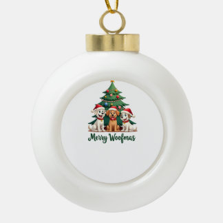 Merry Woofmas (2) Ceramic Ball Christmas Ornament