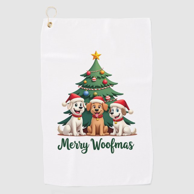 Merry Woofmas (2) Golf Towel (Front)
