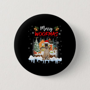 Merry Woofmas Belgian Shepherd Christmas Tree Dog 6 Cm Round Badge