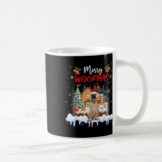 Merry Woofmas Belgian Shepherd Christmas Tree Dog  Coffee Mug (Right)