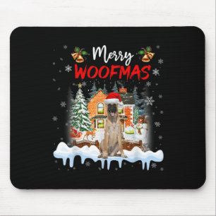 Merry Woofmas Belgian Shepherd Christmas Tree Dog Mouse Mat