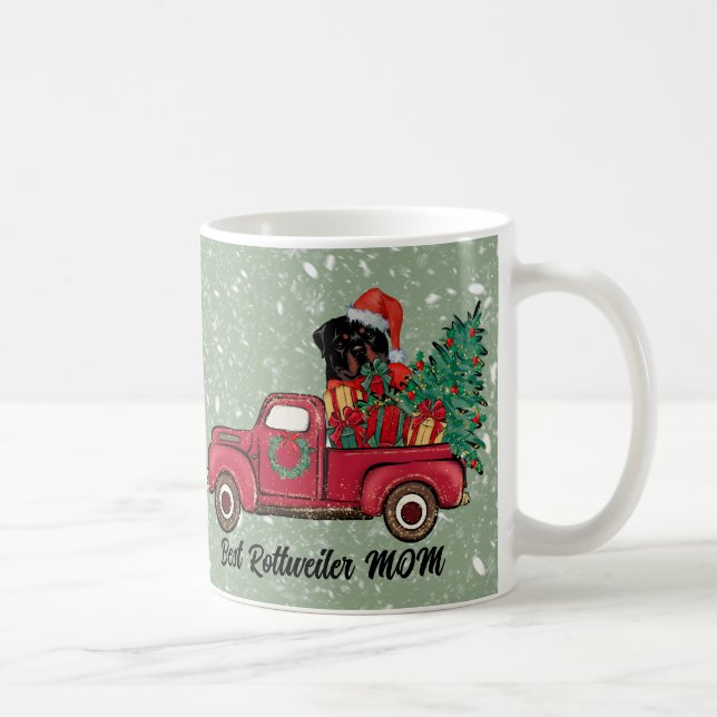 Merry Woofmas! Best Rottweiler Mum Personalised Coffee Mug (Right)