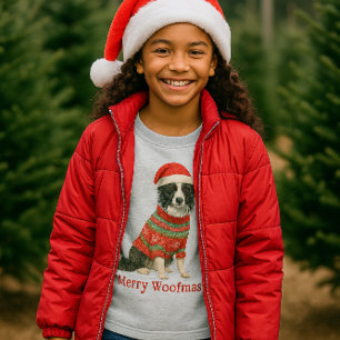 Merry Woofmas Border Collie Christmas T-Shirt