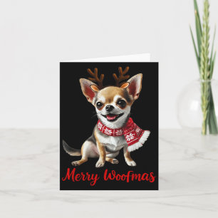 Merry Woofmas Chihuahua Dog Meme In Reindeer Antle Card
