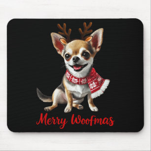 Merry Woofmas Chihuahua Dog Meme In Reindeer Antle Mouse Mat