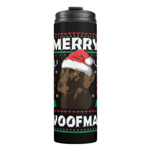 Merry Woofmas Chocolate Christmas Labrador Lover Thermal Tumbler