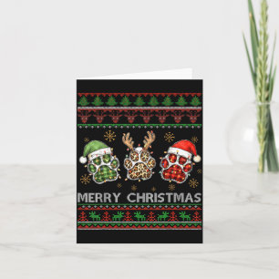 Merry Woofmas Christmas Dog Paws Leopard Ugly Swea Card