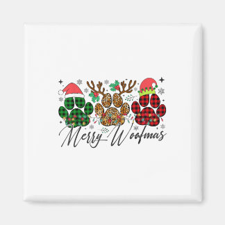 Merry Woofmas Christmas Dog Paws Lights Buffalo Pl Magnet