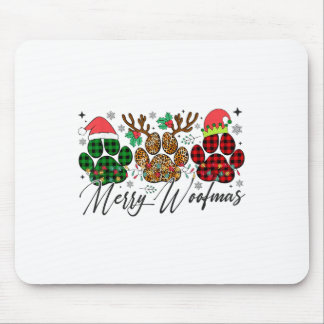 Merry Woofmas Christmas Dog Paws Lights Buffalo Pl Mouse Mat