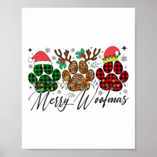 Merry Woofmas Christmas Dog Paws Lights Buffalo Pl Poster