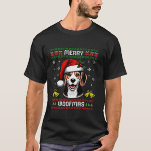 Merry Woofmas Christmas Dog Santa Hat Puppy X mas  T-Shirt