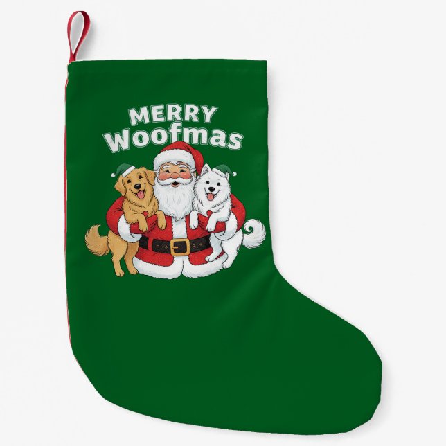 Merry Woofmas Christmas Small Christmas Stocking (Front)
