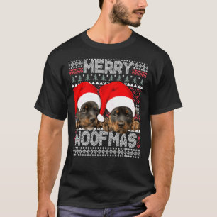 Merry Woofmas Cute Rottweiler Puppies With Santa H T-Shirt
