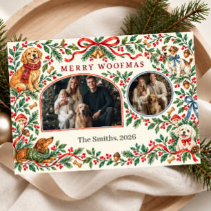 Merry Woofmas Dog Christmas 2 Photo Holiday Card