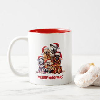 Merry Woofmas Dog Christmas Two-Tone Coffee Mug