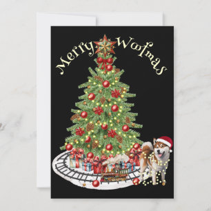Merry Woofmas Dog Design- Akita Holiday Card